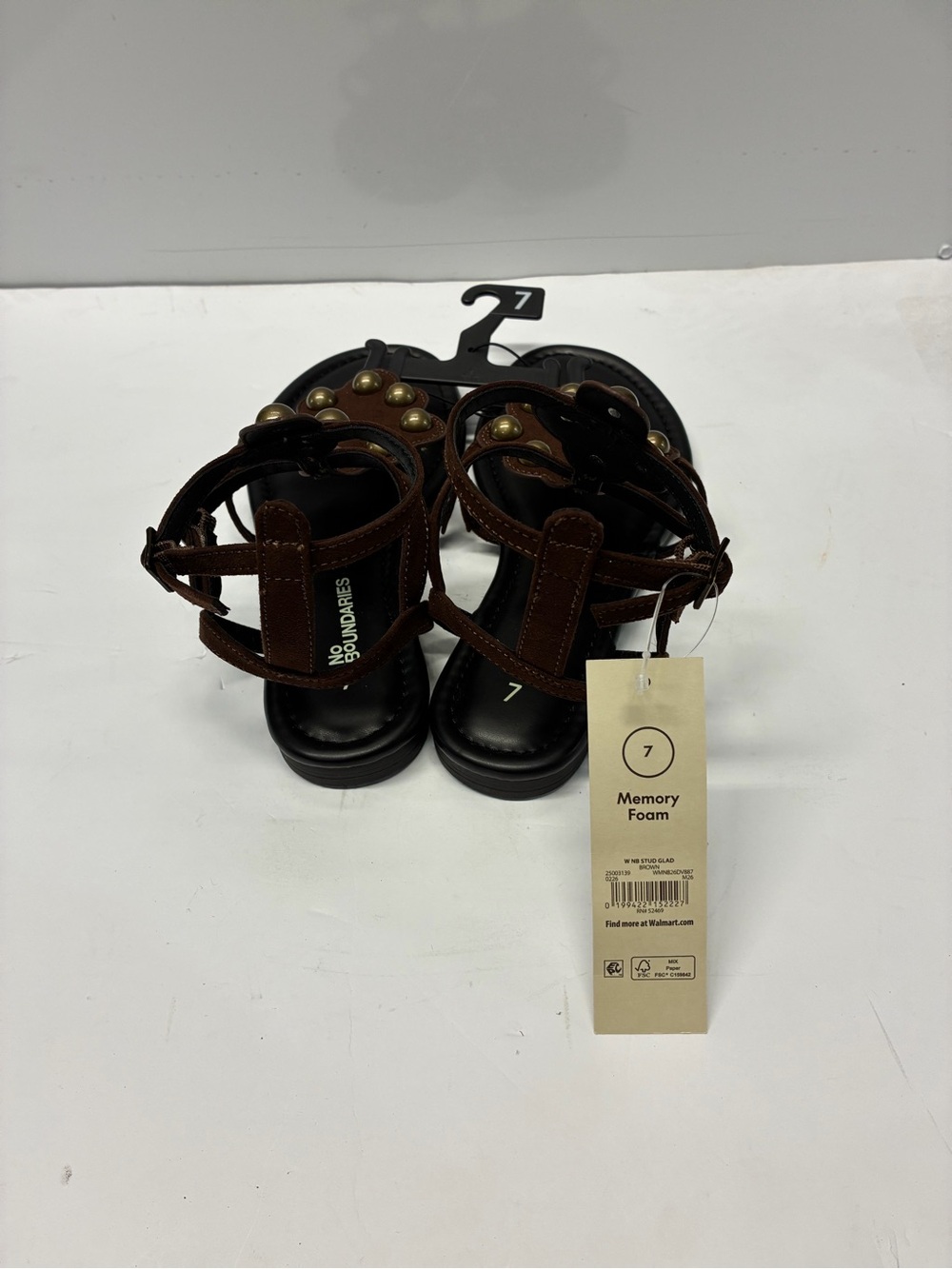 No Boundaries Brown Studded Flat Sandals